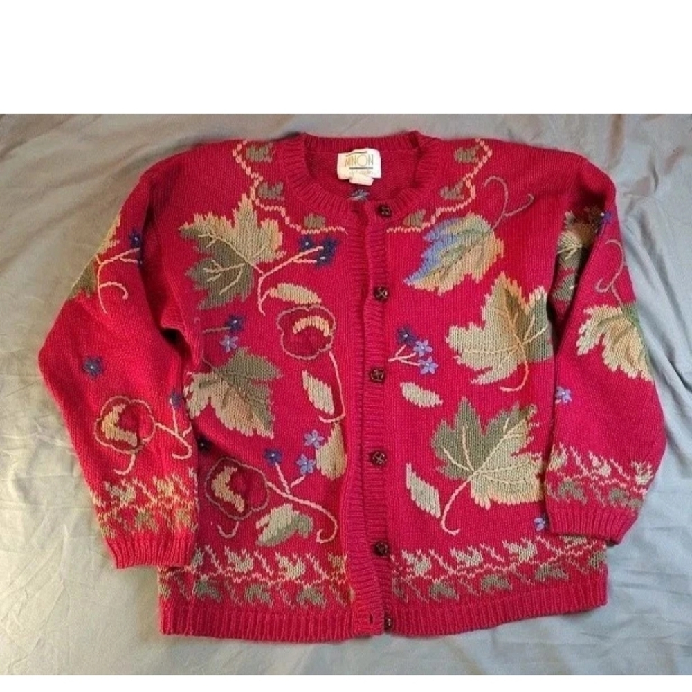Ninon de Lenclos Womens Cardigan Red, Size L